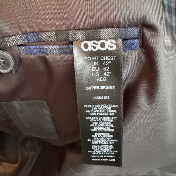 ASOS Navy and Black Plaid Blazer - Picture 3 of 3